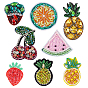 8Pcs 8 Styles Fruit Cloth Sew on Patches, Appliques, Costume Accessories, with Glass and Seed Beads
