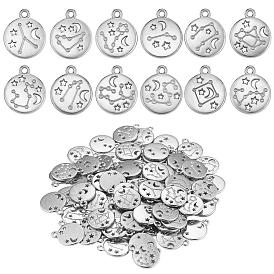 84 Pieces Zodiac Sign Charm Pendants 12 Constellation Charm Pendant Alloy Charm for Jewelry Necklace Earring Making Crafts