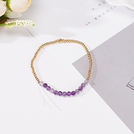 Minimalist Fashion Jewelry: Natural Stone 4mm Couple Bracelet - Gold Beads, Non-fading.