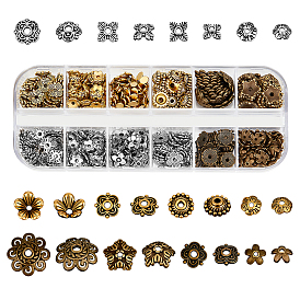 360шт 12 стили колпачки из сплава в тибетском стиле, цветок