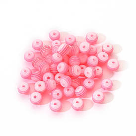50Pcs Transparent Stripe Resin Beads, Round