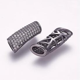 Латунные микро проложить кубического циркония бусы, трубка, полый