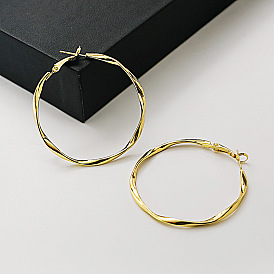 925 Silver Needle Geometric Earrings for Women, Fashionable and Versatile Statement Hoop Earrings with Hollow-out Design