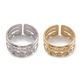 304 Stainless Steel Triple Line Cuff Rings for Women