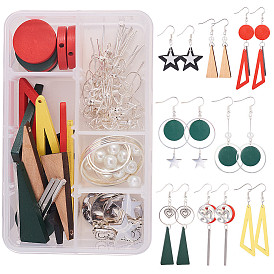 SUNNYCLUE DIY Earring Making, Wood/Alloy/Brass Pendants, Glass Beads and Iron Earring Hooks/Pins/Jump 

Rings