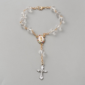 Браслеты с эмалированным крестом из сплава и подвеской в виде Иисуса, браслеты из стеклянных бусин для женщин