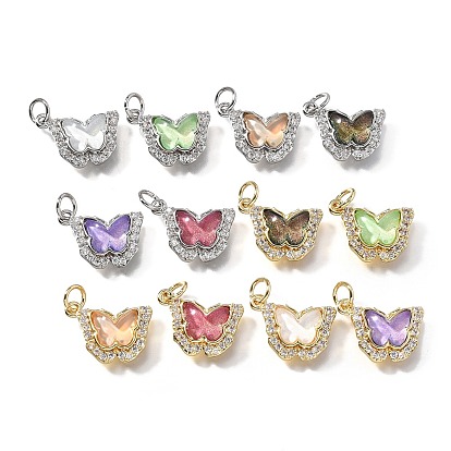 Латунные микро проложить кубического циркония подвески, бантом, со стеклом и петлей, долгоиграющий, без свинца и без кадмия, с блеском порошок, граненые