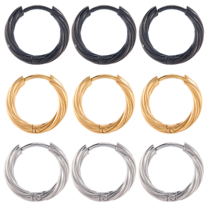 18 шт. 3 цвета 303 серьги-кольца из нержавеющей стали для женщин, с 316 штифтами для сережек