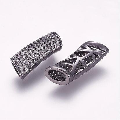 Латунные микро проложить кубического циркония бусы, трубка, полый