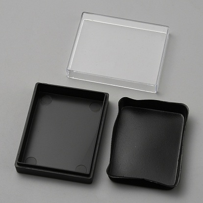 Boîte de rangement pour badges en plastique, coffret cadeau badge avec plateaux à l'intérieur, rectangle
