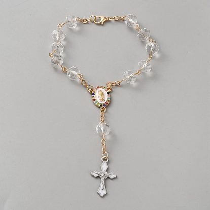 Браслеты с эмалированным крестом из сплава и подвеской в виде Иисуса, браслеты из стеклянных бусин для женщин