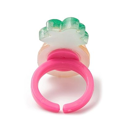3D Fruit Resin Open Cuff Rings for Kids