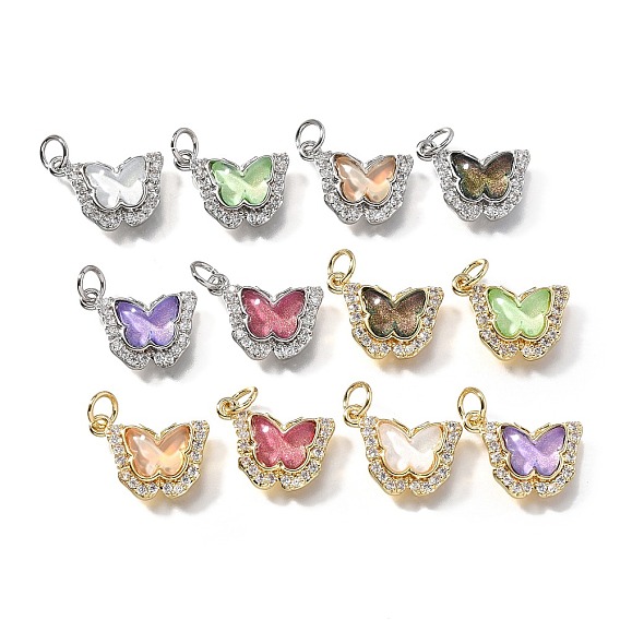 Латунные микро проложить кубического циркония подвески, бантом, со стеклом и петлей, долгоиграющий, без свинца и без кадмия, с блеском порошок, граненые