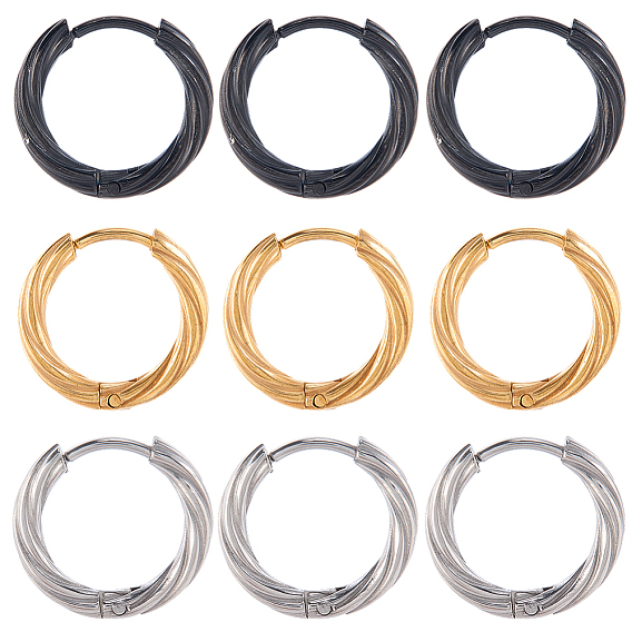 18 шт. 3 цвета 303 серьги-кольца из нержавеющей стали для женщин, с 316 штифтами для сережек