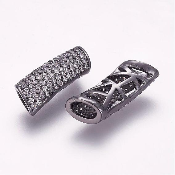 Латунные микро проложить кубического циркония бусы, трубка, полый