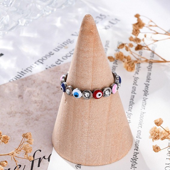 201 открытые манжеты из нержавеющей стали для женщин, с эмалью от сглаза