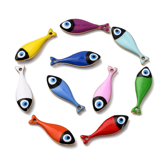201 подвески из нержавеющей стали, с эмалью, рыбы прелести