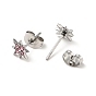 Rhinestone Flower Stud Earrings with 316 Surgical Stainless Steel Pins, 304 Stainless Steel Jewelry for Women
