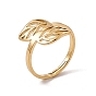 201 Stainless Steel Hollow Out Leaf Adjustable Ring for Women