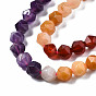 Chakra Theme Natural Tiger Eye & Rose Quartz & Amethyst & Topaz Jade & Red Agate & Amazonite & Sodalite Beads Strands, Star Cut Round Beads, Faceted