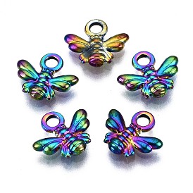 Rainbow Color Alloy Charms, Cadmium Free & Nickel Free & Lead Free, Bee