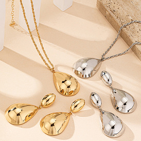 Комплекты из ожерелий из сплава с подвесками в форме капли и овала и серег-гвоздиков