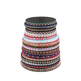 50 Yards Small Fresh Ethnic Style Polyester Jacquard Ribbon, for Ethnic Clothing Accessories