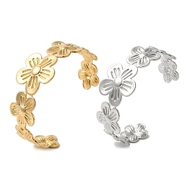 Titanium Steel Flower Open Cuff Bangles for Women