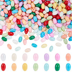 600шт. 4 пакетики, расписные стеклянные бусины, овальные