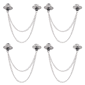 4 шт. броши из цинкового сплава со стразами и бахромой, подвесная брошь-цепочка