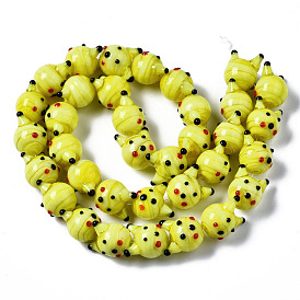 Handmade Bumpy Lampwork Beads Strands, Cat