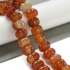 Natural Red Agate Beads Strands, Pumpkin