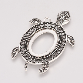 Configuración de diamantes de imitación y cabujón colgante de la aleación del estilo tibetano, tortuga, sin plomo y cadmio
