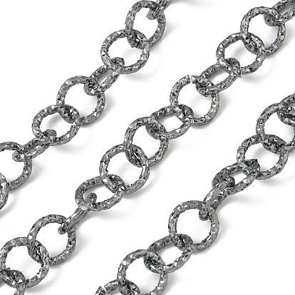 Aluminium Rolo Chains, Belcher Chains, Textured, with Spool, Unwelded