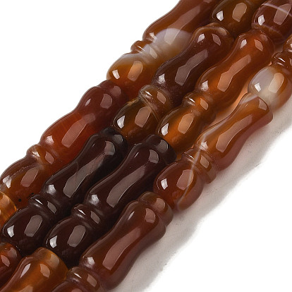 Natural Red Agate Beads Strands, Dyed & Heated, Texture Tube, Islamic Prayer Beads for Rosary