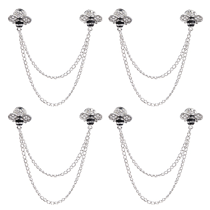 4 шт. броши из цинкового сплава со стразами и бахромой, подвесная брошь-цепочка