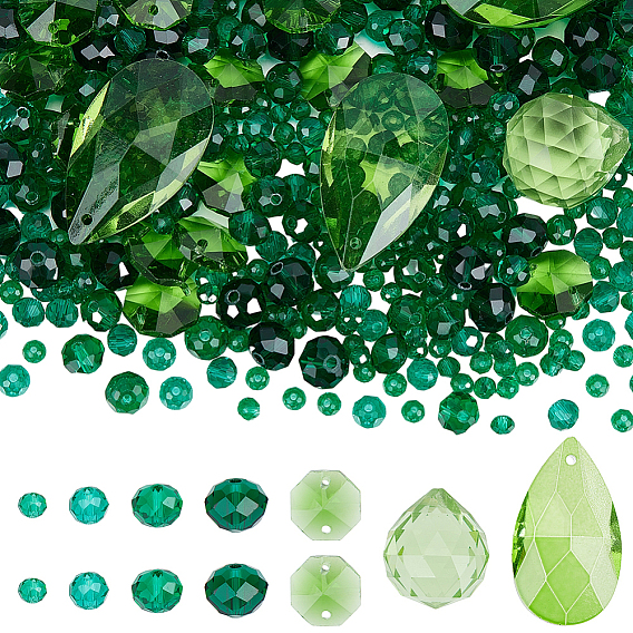Стеклянные бусины, подвески, соединительные элементы, комплекты фурнитуры, каплевидная форма, рондель и восьмиугольник