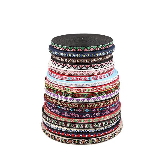 50 ярдов небольшой свежей полиэстеровой жаккардовой ленты в этническом стиле, для этнических аксессуаров одежды