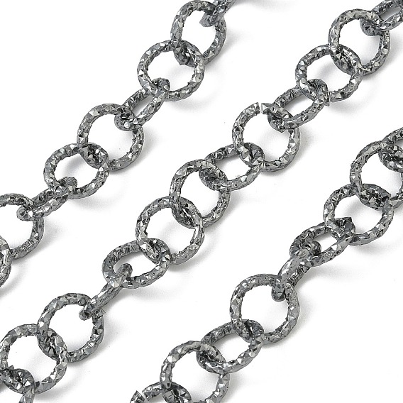 Aluminium Rolo Chains, Belcher Chains, Textured, with Spool, Unwelded