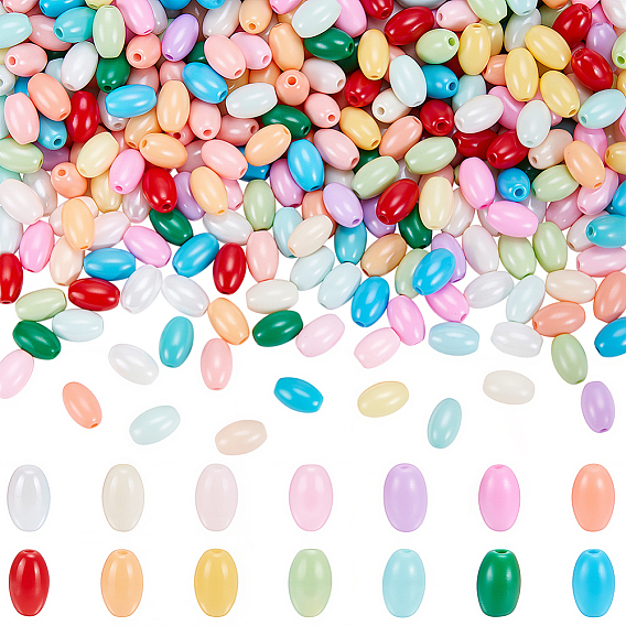 600шт. 4 пакетики, расписные стеклянные бусины, овальные