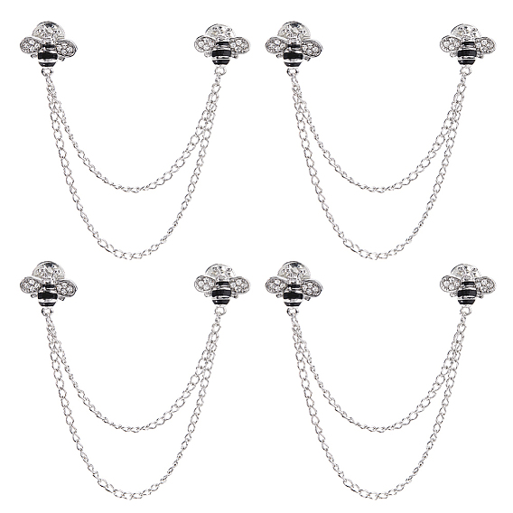 4 шт. броши из цинкового сплава со стразами и бахромой, подвесная брошь-цепочка