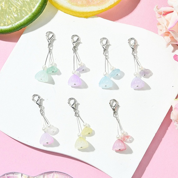 Подвесные украшения из акрила в виде стручка лотоса, натуральные и синтетические драгоценные камни и застежки-клешни для украшений сумок