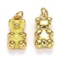 Real 18K Gold Plated Brass Pendants, with Enamel and Jump Rings, Long-Lasting Plated, Bear