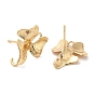 Brass Stud Earring Findigs, with Vertical Loops, Flower