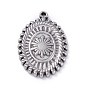 304 Edelstahl Anhänger, Oval mit Blume