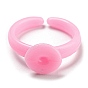 AS Plastic Open Cuff Ring Components, Plain Pad Ring Settings for Kids, Flat Round