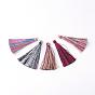 Nylon Thread Tassel Pendants Decoration, with Brass Findings, Golden