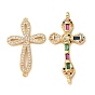 Brass Micro Pave Cubic Zirconia Connector Charms, Cross Links, Rack Plating, Long-Lasting Plated, Cadmium Free & Lead Free