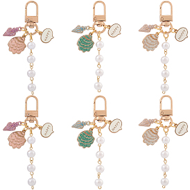 2 наборы подвесных украшений из сплава раковин и эмали, Поворотные застежки-брелки для украшения сумок
