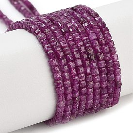 Natural Ruby Beads Strands, Faceted Table Cut Cube